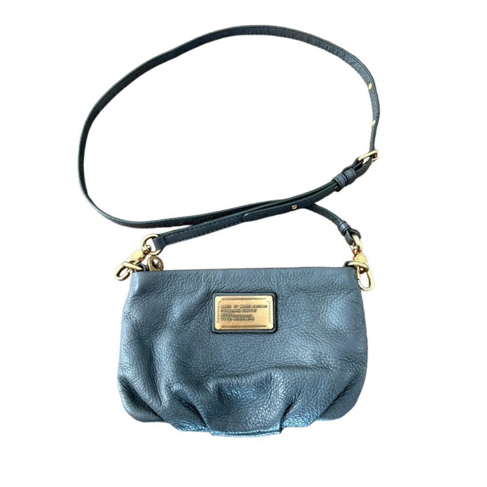 Marc Jacobs Classic Q Percy Leather Crossbody Bag Grey Gold - Picture 2 of 11